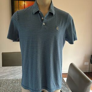 Original Penguin blue stripe short sleeve classic fit cotton polo. Large.